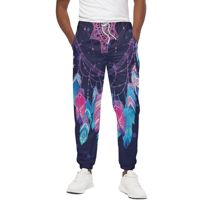 Teal And Purple Dream Catcher Print Cotton Pants