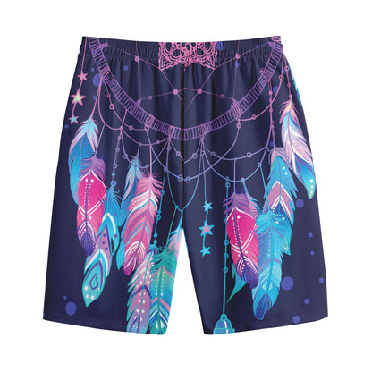 Teal And Purple Dream Catcher Print Cotton Shorts