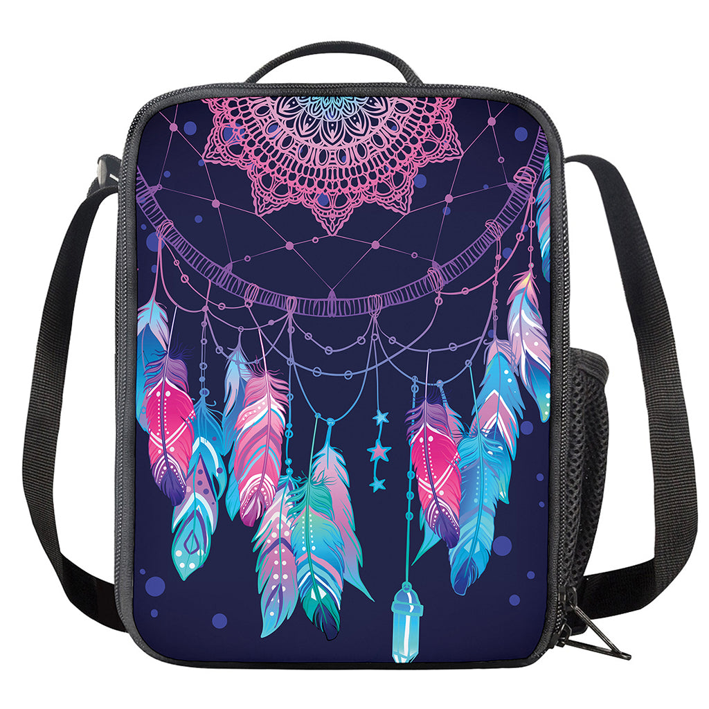 Teal And Purple Dream Catcher Print Crossbody Lunch Bag