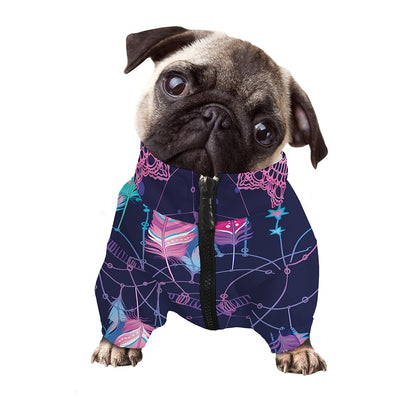 Teal And Purple Dream Catcher Print Dog Zip Up Jacket