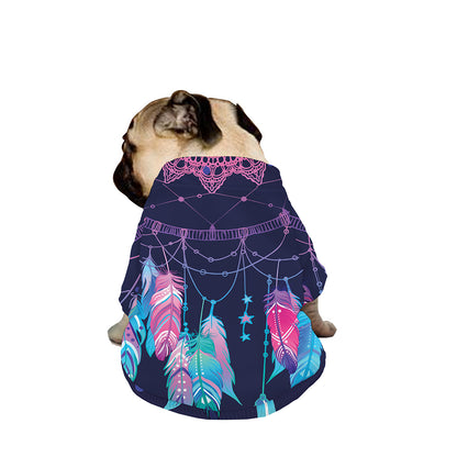 Teal And Purple Dream Catcher Print Dog Zip Up Jacket