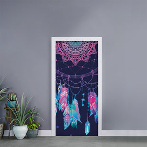 Teal And Purple Dream Catcher Print Door Sticker