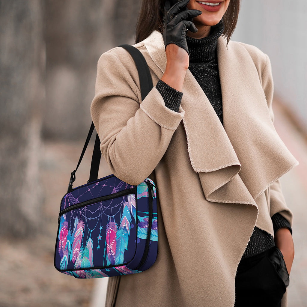 Teal And Purple Dream Catcher Print Double Strap Bible Bag