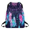 Teal And Purple Dream Catcher Print Drawstring Backpack