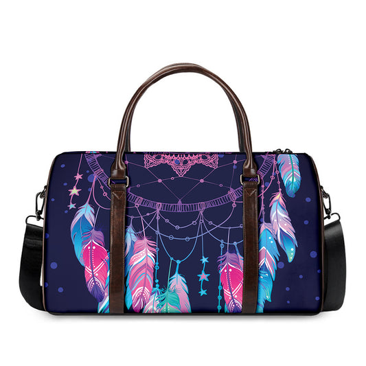 Teal And Purple Dream Catcher Print Duffle Bag