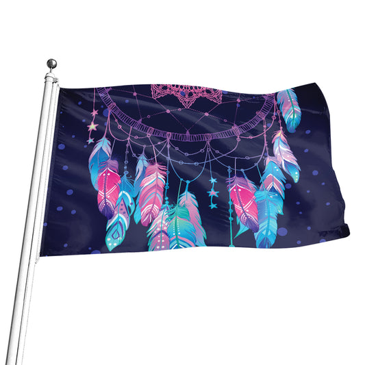 Teal And Purple Dream Catcher Print Flag