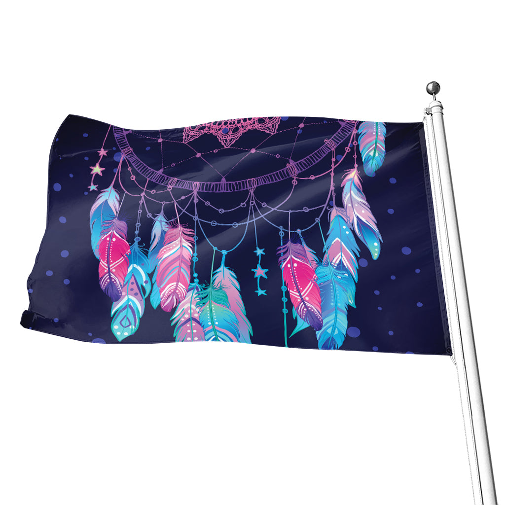 Teal And Purple Dream Catcher Print Flag