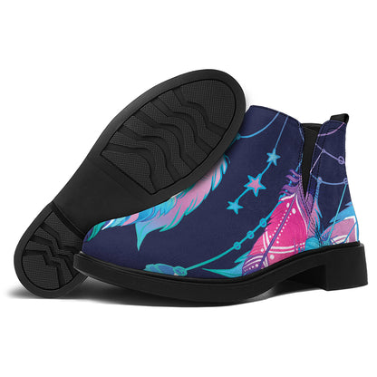 Teal And Purple Dream Catcher Print Flat Ankle Boots