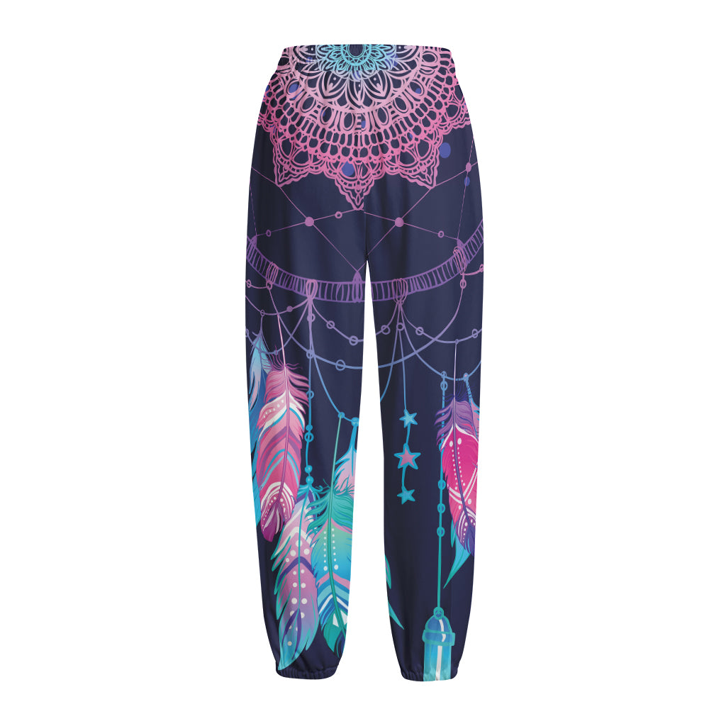 Teal And Purple Dream Catcher Print Fleece Lined Knit Pants