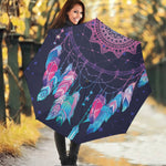 Teal And Purple Dream Catcher Print Foldable Umbrella