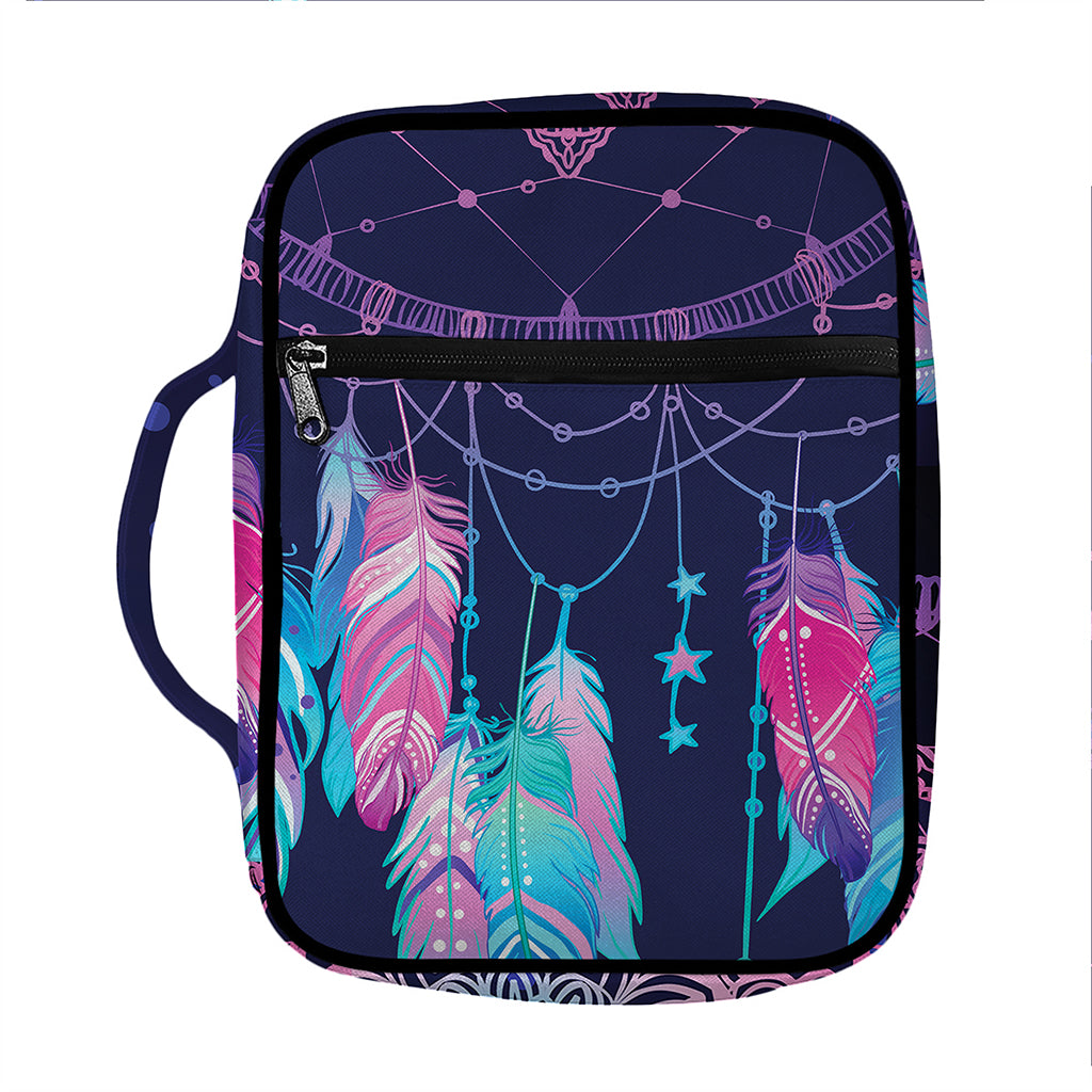 Teal And Purple Dream Catcher Print Front Pocket Bible Bag
