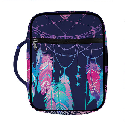Teal And Purple Dream Catcher Print Front Pocket Bible Bag