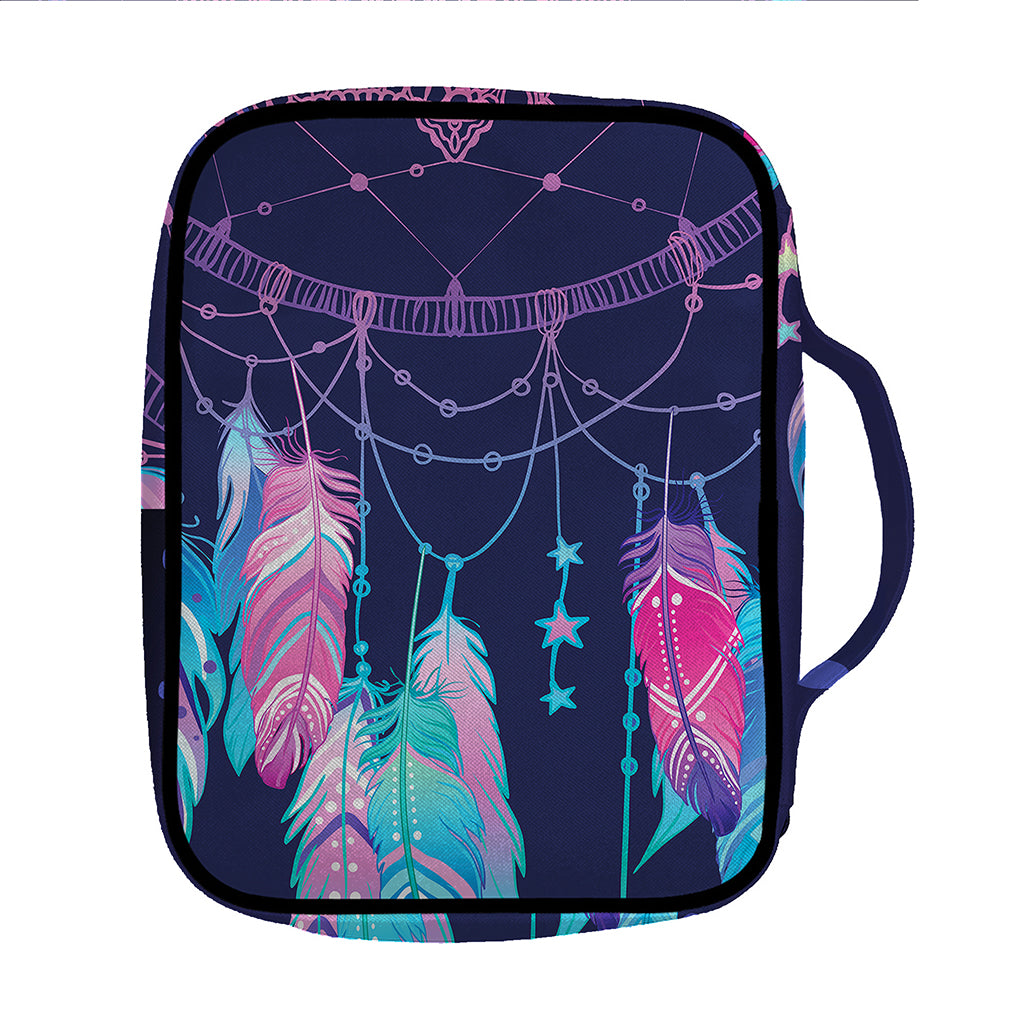 Teal And Purple Dream Catcher Print Front Pocket Bible Bag