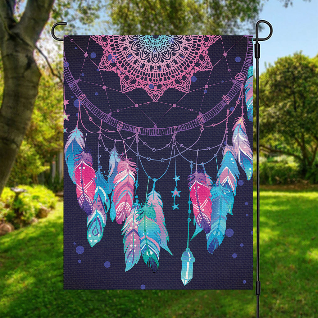 Teal And Purple Dream Catcher Print Garden Flag