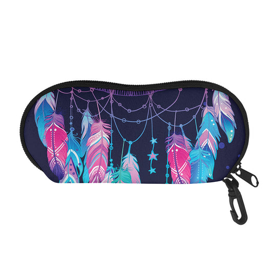 Teal And Purple Dream Catcher Print Glasses Case