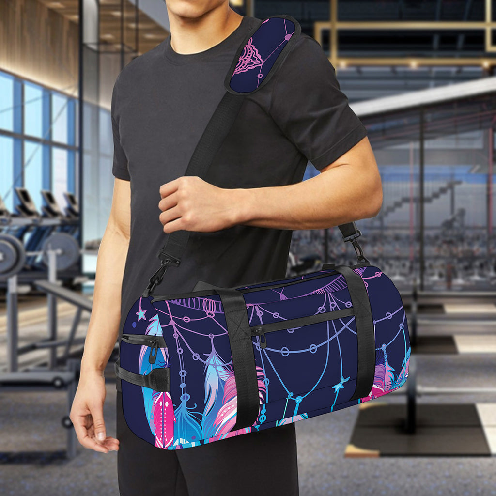 Teal And Purple Dream Catcher Print Gym Bag