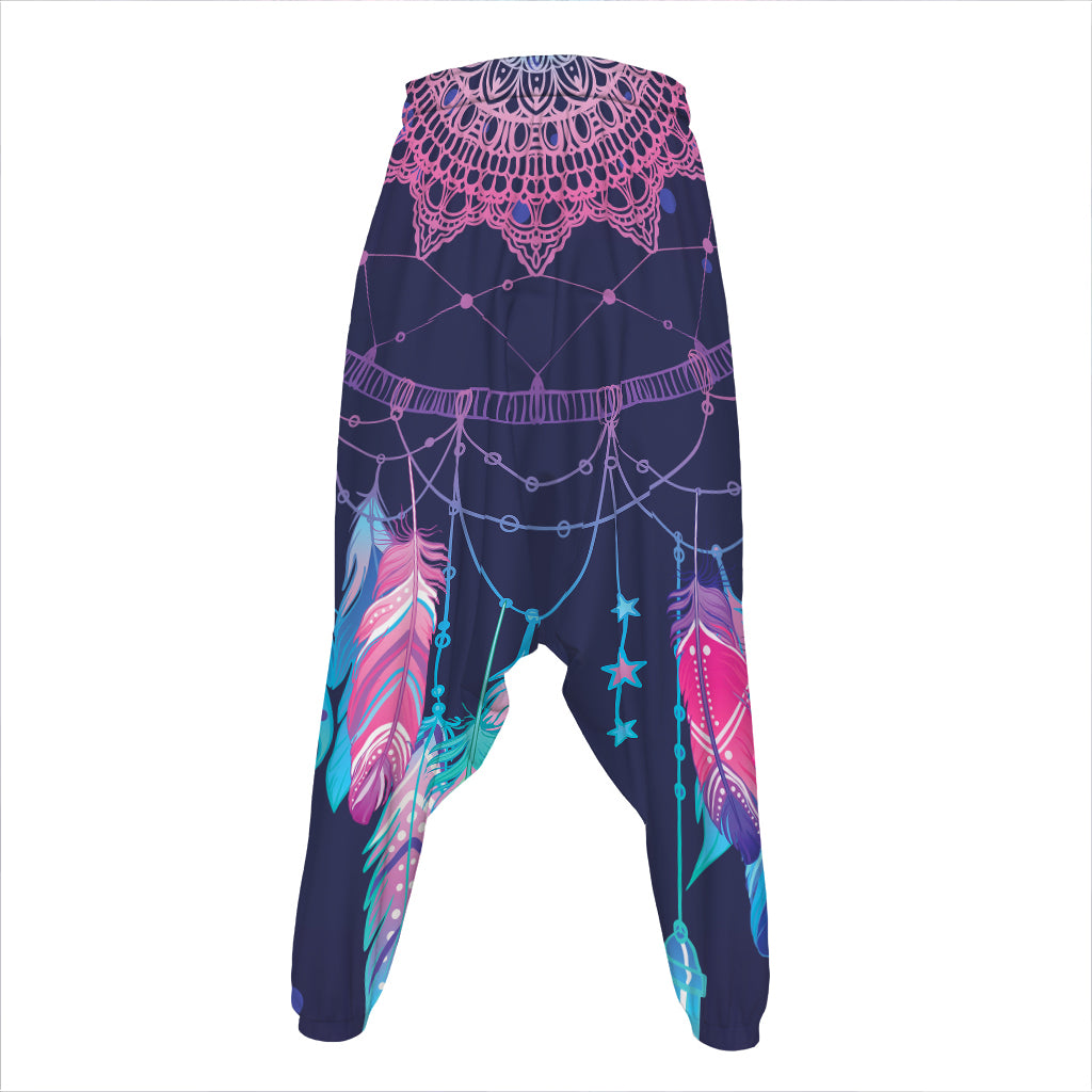 Teal And Purple Dream Catcher Print Hammer Pants