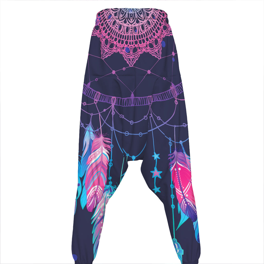 Teal And Purple Dream Catcher Print Hammer Pants