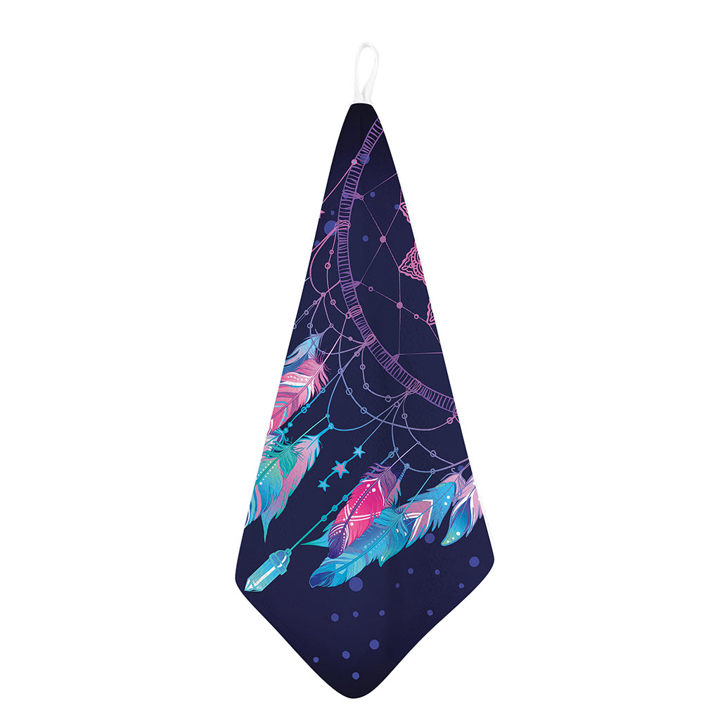 Teal And Purple Dream Catcher Print Hand Towel