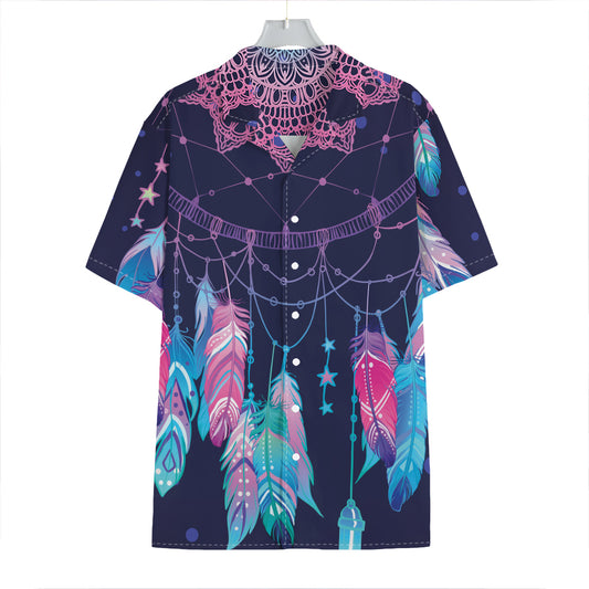 Teal And Purple Dream Catcher Print Hawaiian Shirt