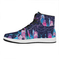 Teal And Purple Dream Catcher Print High Top Leather Sneakers