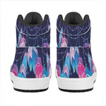 Teal And Purple Dream Catcher Print High Top Leather Sneakers