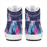 Teal And Purple Dream Catcher Print High Top Leather Sneakers