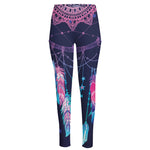 Teal And Purple Dream Catcher Print High-Waisted Pocket Leggings