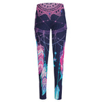 Teal And Purple Dream Catcher Print High-Waisted Pocket Leggings