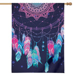 Teal And Purple Dream Catcher Print House Flag