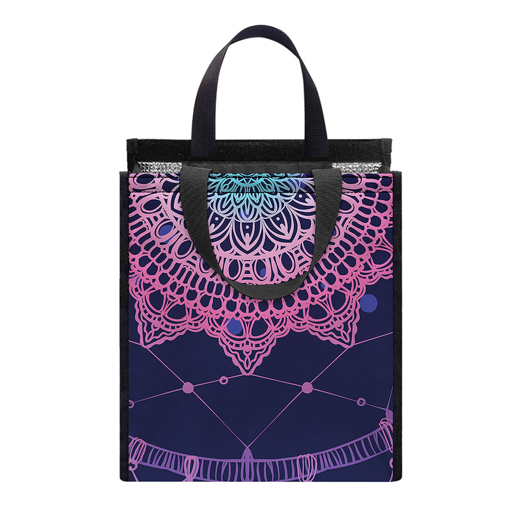 Teal And Purple Dream Catcher Print Insulated Lunch Tote
