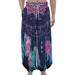 Teal And Purple Dream Catcher Print Lantern Pants