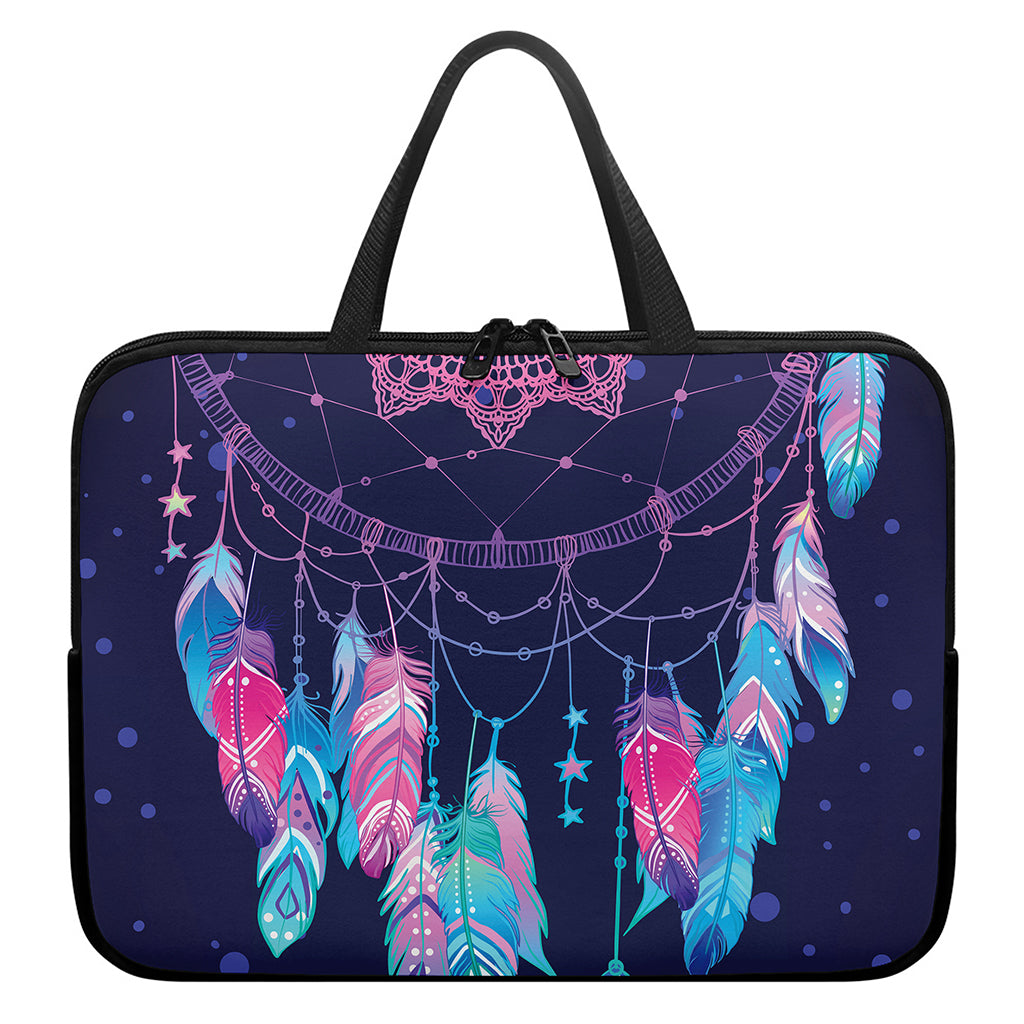 Teal And Purple Dream Catcher Print Laptop Sleeve With Handle