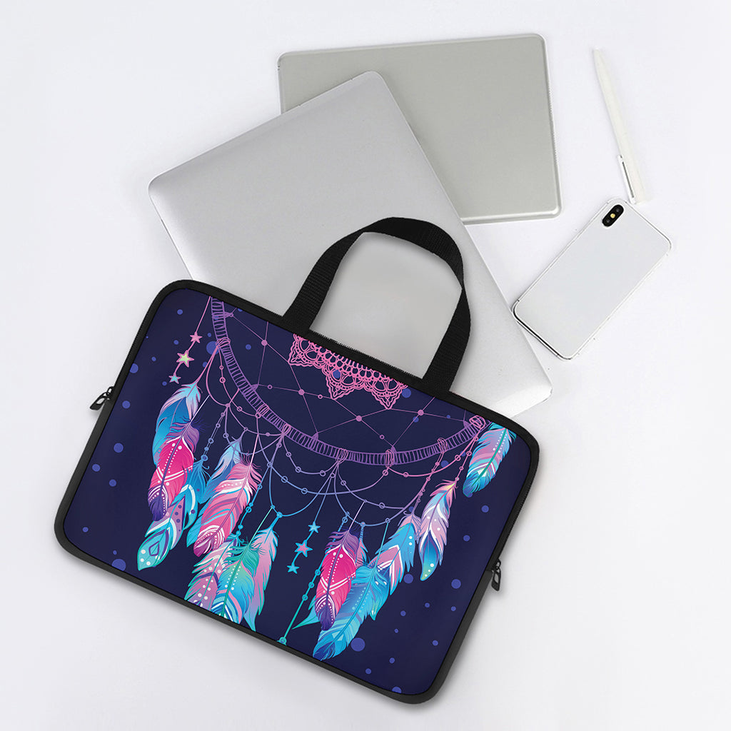 Teal And Purple Dream Catcher Print Laptop Sleeve With Handle