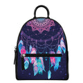 Teal And Purple Dream Catcher Print Leather Backpack
