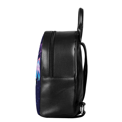 Teal And Purple Dream Catcher Print Leather Backpack