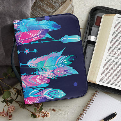 Teal And Purple Dream Catcher Print Leather Bible Cover