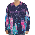 Teal And Purple Dream Catcher Print Long Sleeve Baseball Jersey