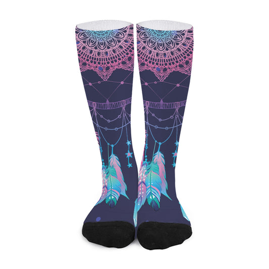Teal And Purple Dream Catcher Print Long Socks
