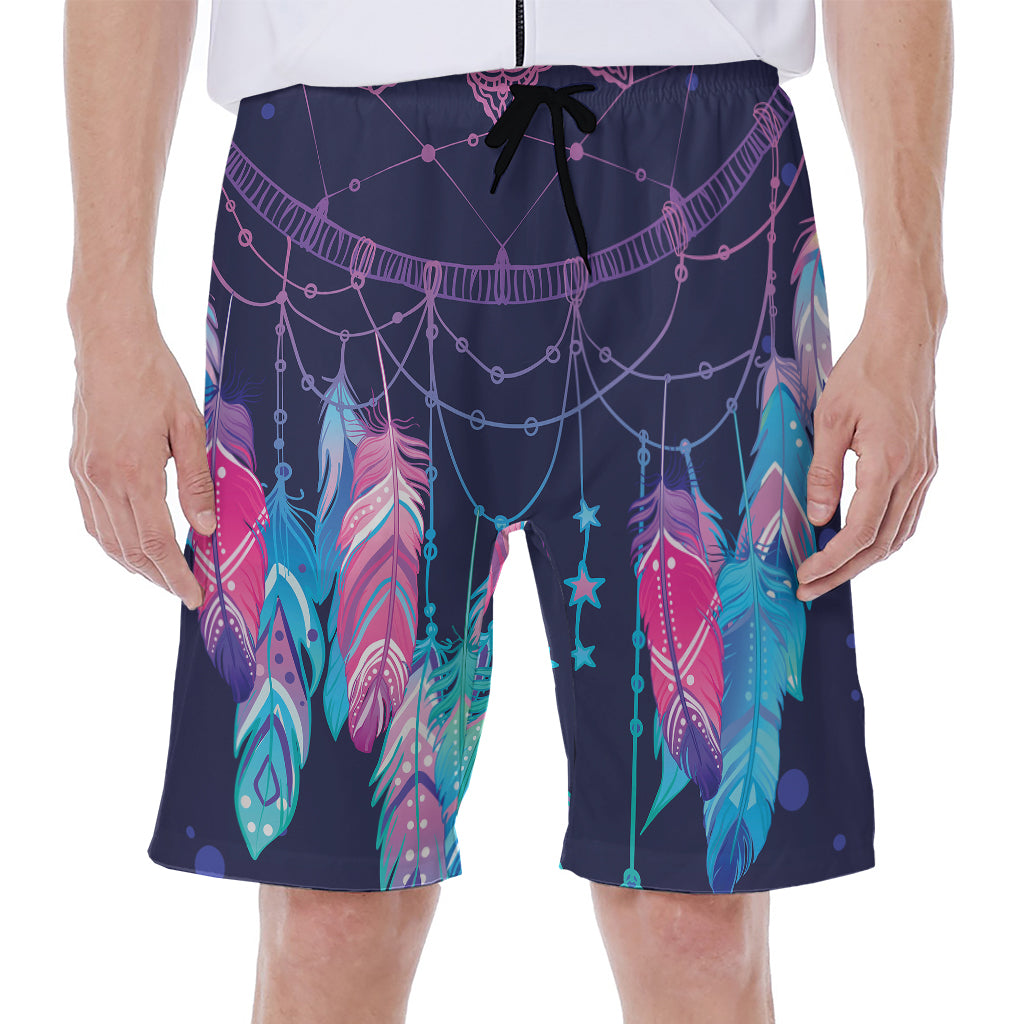 Teal And Purple Dream Catcher Print Men's Beach Shorts