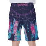 Teal And Purple Dream Catcher Print Men's Beach Shorts
