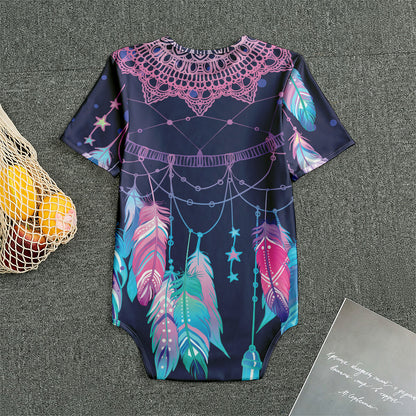 Teal And Purple Dream Catcher Print Men's Bodysuit