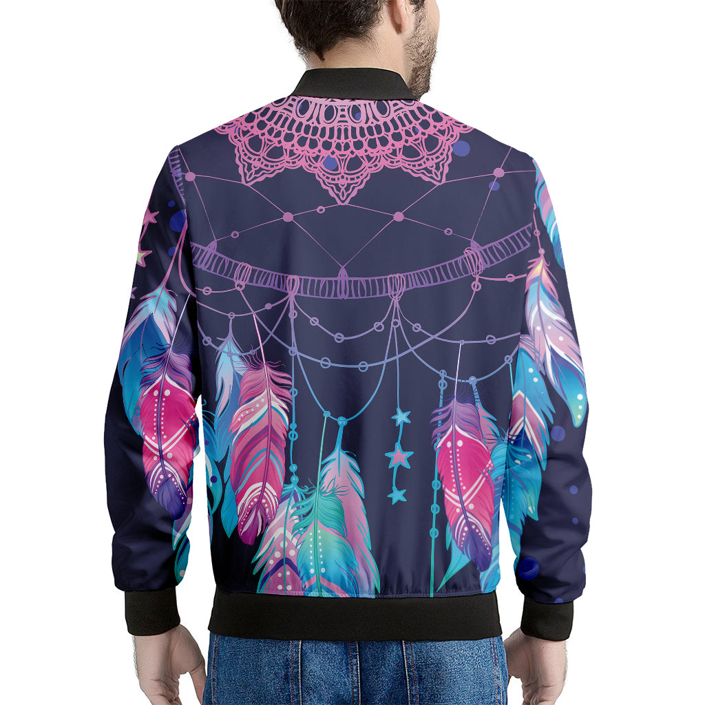 Teal And Purple Dream Catcher Print Men's Bomber Jacket
