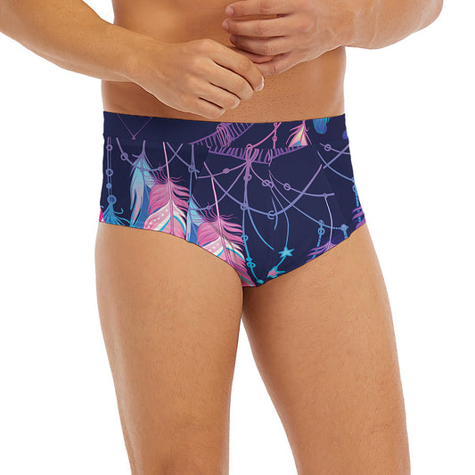 Teal And Purple Dream Catcher Print Men's Briefs