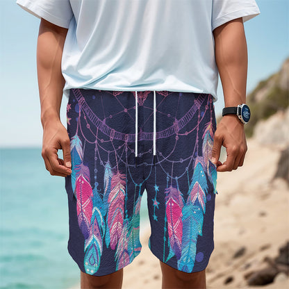 Teal And Purple Dream Catcher Print Men's Cargo Shorts