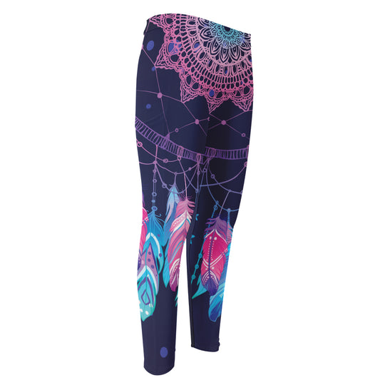 Teal And Purple Dream Catcher Print Men's Compression Pants