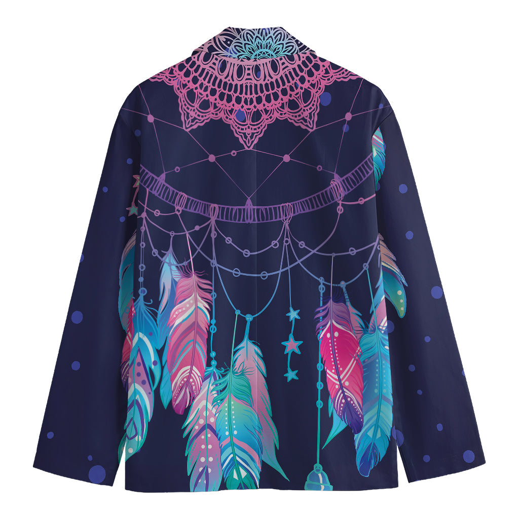 Teal And Purple Dream Catcher Print Men's Cotton Blazer
