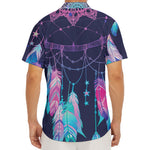 Teal And Purple Dream Catcher Print Men's Deep V-Neck Shirt