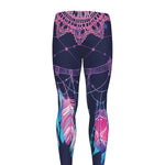 Teal And Purple Dream Catcher Print Men's leggings