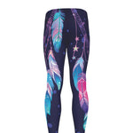 Teal And Purple Dream Catcher Print Men's leggings